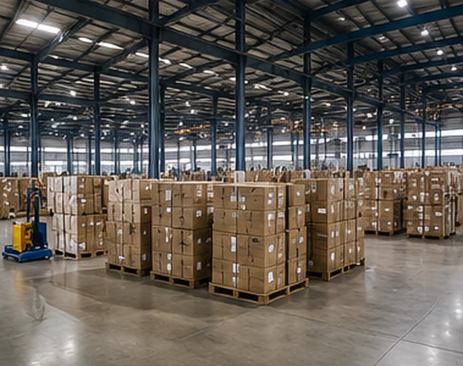 Palletised stock in a warehouse inventory area